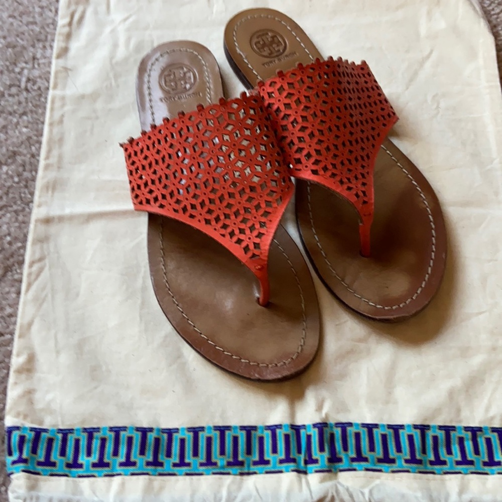 Tory Burch orange sandals size 8